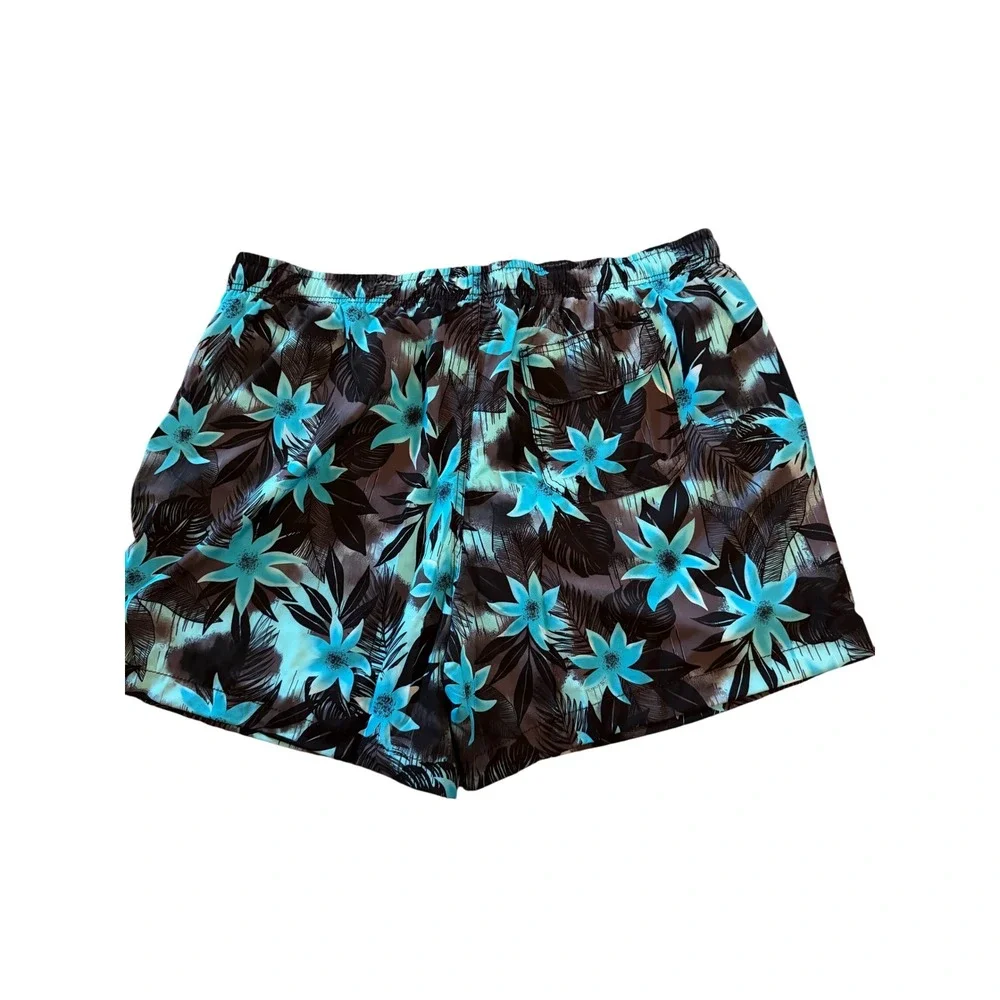 Kanu Surf Men's Tropical Floral Swim Trunks‎ Shorts 4X Blue Brown